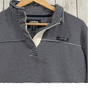 State of Mine Striped Pullover Sweatshirt Womens M Mock Neck Snap Button Indiana